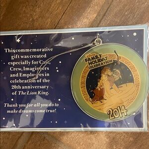 Disney Lion King 20th Anniversary Ornament - Blue and Gold